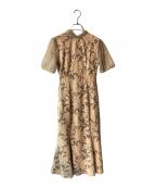 LAGUNA MOONラグナムーン）の古着「ジャガードレースフレアワンピース」｜ベージュ