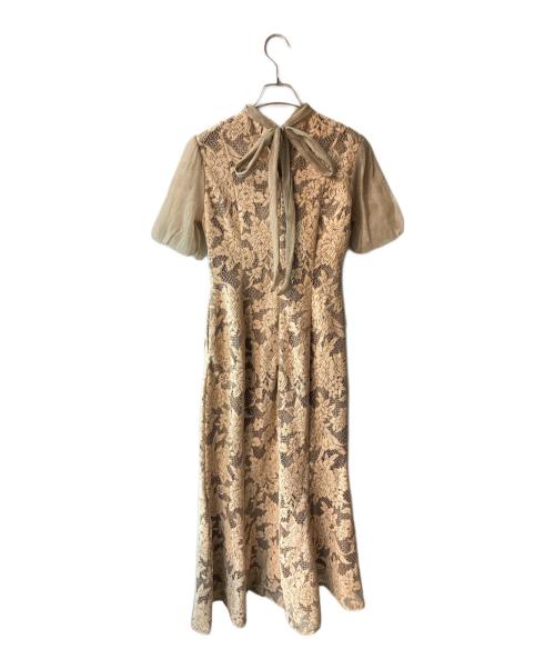 LAGUNA MOON（ラグナムーン）LAGUNA MOON (ラグナムーン) ジャガードレースフレアワンピース ベージュ サイズ:Sの古着・服飾アイテム