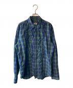 COMME des GARCONS HOMME PLUSコムデギャルソンオムプリュス）の古着「ブラックウォッチ柄フリルシャツ」｜ネイビー×グリーン