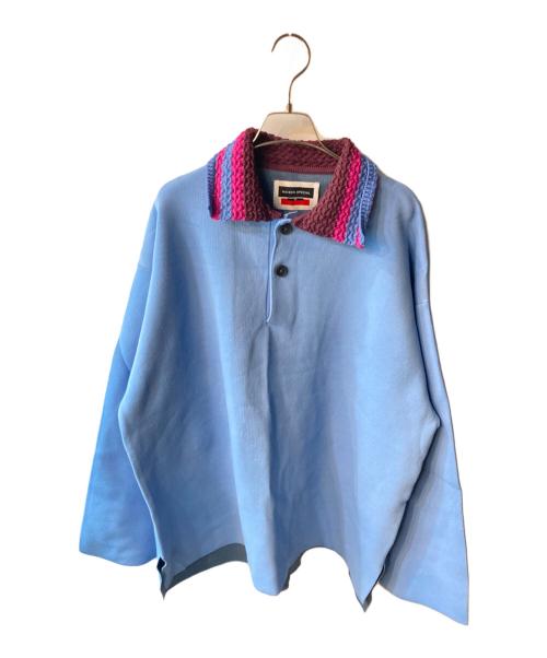 MAISON SPECIAL（メゾンスペシャル）MAISON SPECIAL (メゾンスペシャル) ダブルフェイスプライムオーバークロシェカラーニットポロシャツ スカイブルー サイズ:Sの古着・服飾アイテム
