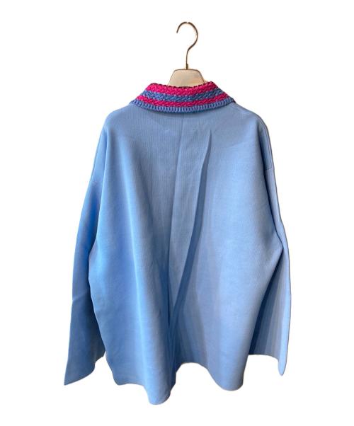 MAISON SPECIAL（メゾンスペシャル）MAISON SPECIAL (メゾンスペシャル) ダブルフェイスプライムオーバークロシェカラーニットポロシャツ スカイブルー サイズ:Sの古着・服飾アイテム