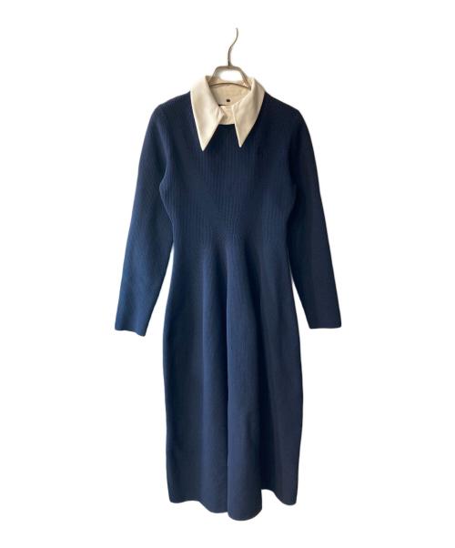 CELFORD（セルフォード）CELFORD (セルフォード) 襟付きニットワンピース ネイビー サイズ:38の古着・服飾アイテム