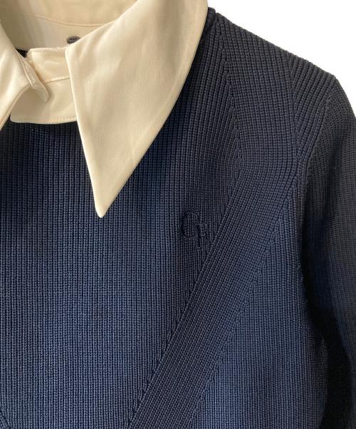 CELFORD（セルフォード）CELFORD (セルフォード) 襟付きニットワンピース ネイビー サイズ:38の古着・服飾アイテム