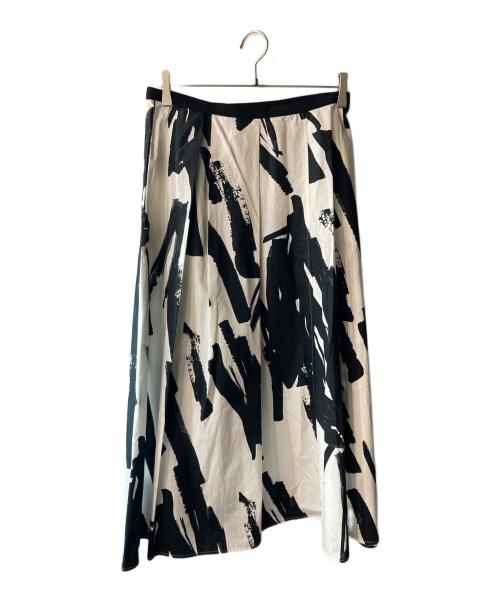 WEEKEND Max Mara（ウィークエンド マックスマーラ）Weekend Max Mara (ウィークエンド マックスマーラ) Tenuta Brushstroke-print Poplin Midi Skirt ブラック×ホワイト サイズ:不明の古着・服飾アイテム