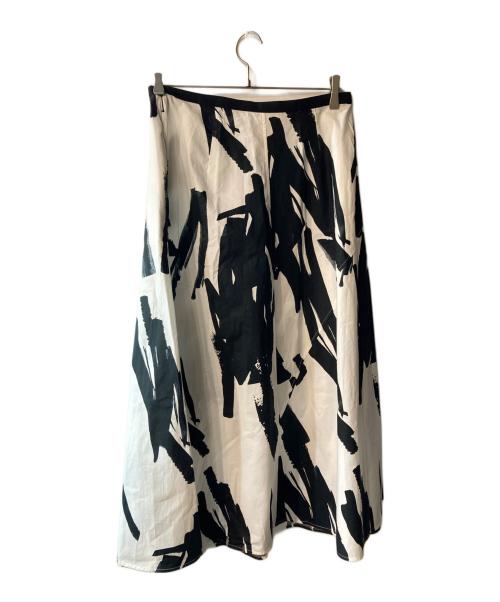 WEEKEND Max Mara（ウィークエンド マックスマーラ）Weekend Max Mara (ウィークエンド マックスマーラ) Tenuta Brushstroke-print Poplin Midi Skirt ブラック×ホワイト サイズ:不明の古着・服飾アイテム