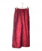 VIOLETTAヴィオレッタ）の古着「サイドラインフリンジワイドパンツ」｜レッド