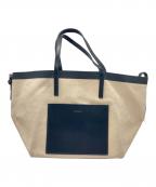 YAHKIヤーキ）の古着「キャンバスハンドバッグ」｜ベージュ×ブラック