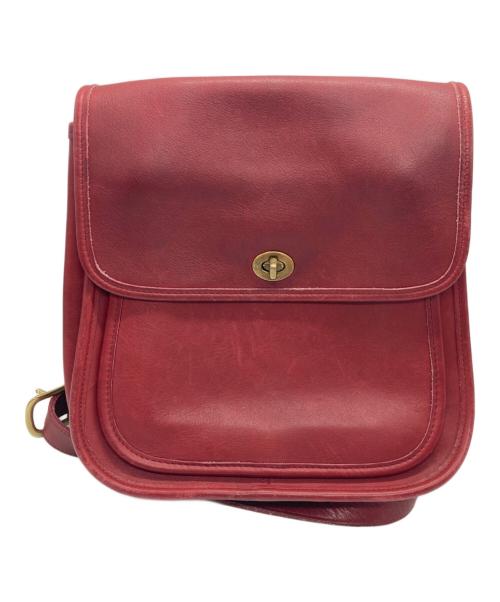 COACH（コーチ）COACH (コーチ) レザーショルダーバッグ レッドの古着・服飾アイテム