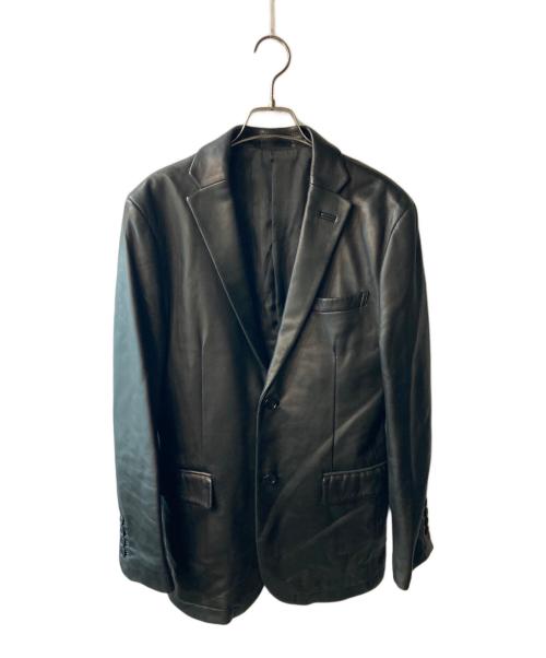 BURBERRY BLACK LABEL（バーバリーブラックレーベル）BURBERRY BLACK LABEL (バーバリーブラックレーベル) レザーテーラードジャケット ブラック サイズ:Mの古着・服飾アイテム