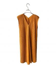 PLEATS PLEASE（プリーツプリーズ）の古着「ノースリーブワンピース」｜オレンジ