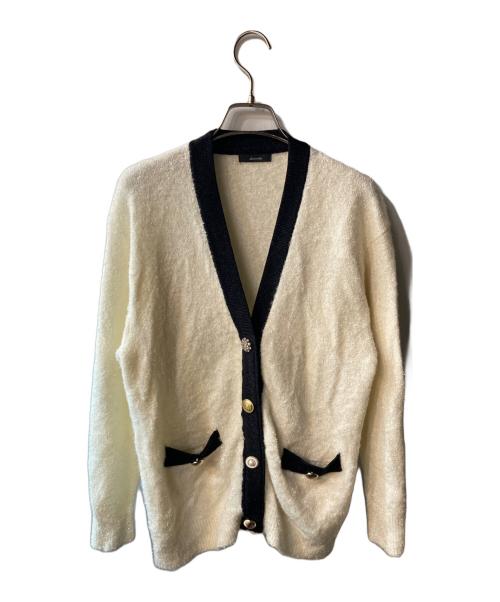 allureville（アルアバイル）allureville (アルアバイル) シャギーラメクレイジー釦カーディガン ホワイト サイズ:2の古着・服飾アイテム