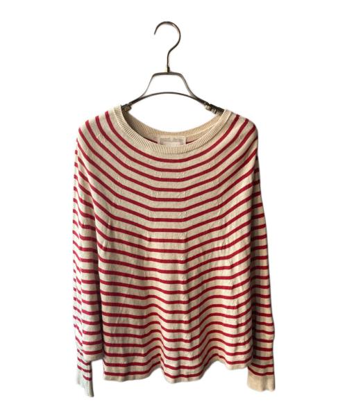 BEARDSLEY（ビアズリー）BEARDSLEY (ビアズリー) マルボーダーニット レッド×アイボリー サイズ:freeの古着・服飾アイテム