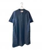 MHLエムエイチエル）の古着「バンドカラーワンピース」｜ネイビー