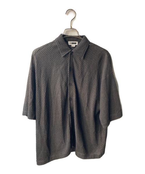 H BEAUTY&YOUTH（エイチ ビューティー&ユース）H BEAUTY&YOUTH (エイチ ビューティー&ユース) ヘンプ リンクス ニット ショートスリーブシャツ グレー サイズ:Sの古着・服飾アイテム
