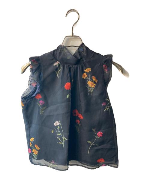 Snidel（スナイデル）Snidel (スナイデル) ノースリバックリボンプリントブラウス ネイビー サイズ:Free 未使用品の古着・服飾アイテム