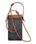 CELINE (セリーヌ) フラップ付きモバイルポーチ / トリオンフキャンバス & ラムスキン ブラウン：30000円