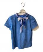 BLUE LABEL CRESTBRIDGEブルーレーベルクレストブリッジ）の古着「カットソーボウタイブラウス」｜ブルー