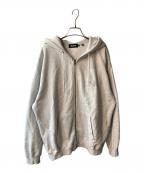 X-LARGEエクストララージ）の古着「BACKSIDE SLANTED OG ZIP HOODED SWEATSHIRT」｜グレー