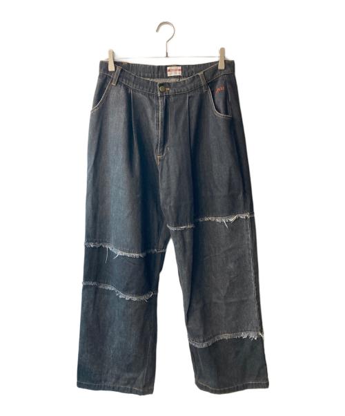 BADWAY（バッドウェイ）BADWAY (バッドウェイ) patchwork denim pants ブラック サイズ:Mの古着・服飾アイテム
