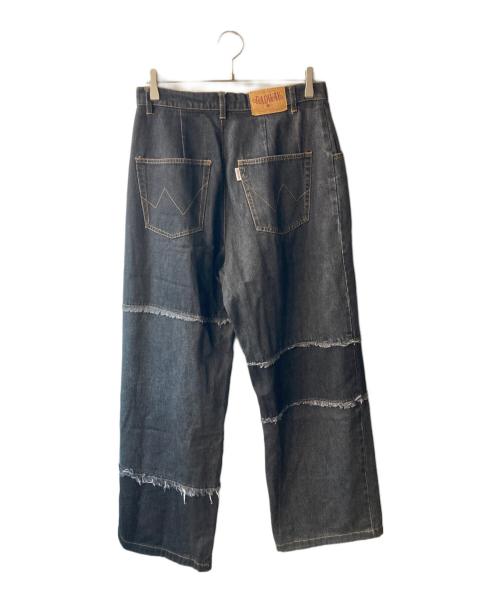 BADWAY（バッドウェイ）BADWAY (バッドウェイ) patchwork denim pants ブラック サイズ:Mの古着・服飾アイテム