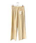 MACPHEEマカフィー）の古着「コットンアセテートツイル タックフレアパンツ」｜ベージュ
