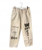 WESTOVERALLSウエストオーバーオールズ）の古着「ペイント加工デニムパンツ」｜アイボリー