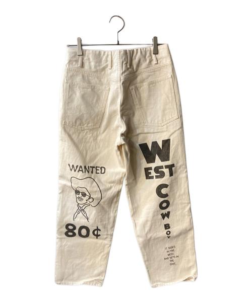 WESTOVERALLS（ウエストオーバーオールズ）WESTOVERALLS (ウエストオーバーオールズ) ペイント加工デニムパンツ アイボリー サイズ:W28の古着・服飾アイテム