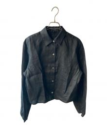 theory（セオリー）の古着「Relaxed Linen Pleat SLV Shirt」｜ブラック