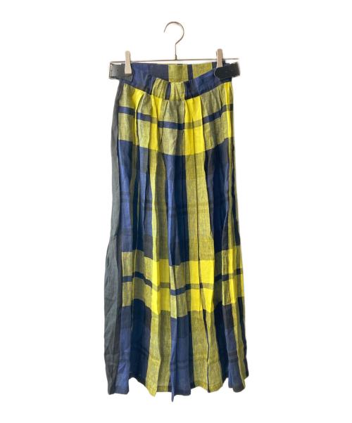 O'NEIL OF DUBLIN（オニールオブダブリン）O'NEIL OF DUBLIN (オニールオブダブリン) リネンラップスカート ネイビー×イエロー サイズ:36の古着・服飾アイテム