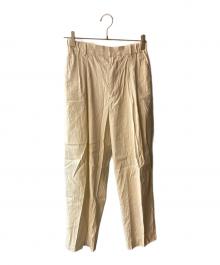 SHIPS Primary navy label（シップス プライマリー ネイビー レーベル）の古着「麻混 ストライプ ストレッチ テーパード パンツ」｜ベージュ