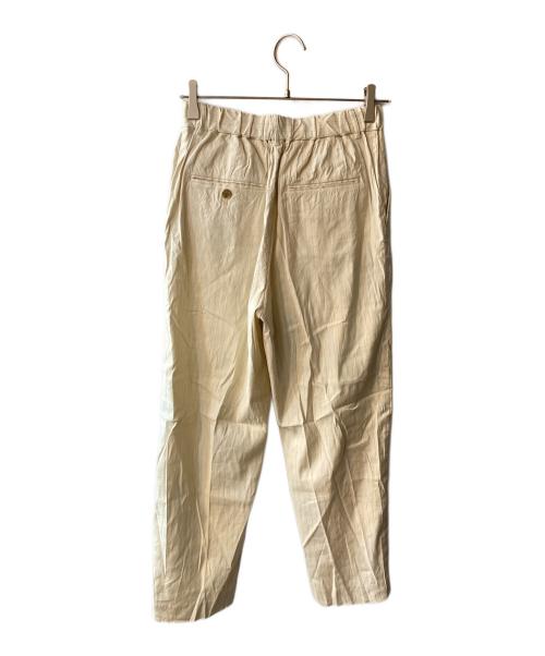 SHIPS Primary navy label（シップス プライマリー ネイビー レーベル）SHIPS Primary Navy Label (シップス プライマリー ネイビー レーベル) 麻混 ストライプ ストレッチ テーパード パンツ ベージュ サイズ:サイズ表記無の古着・服飾アイテム