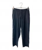SHIPS Primary navy labelシップス プライマリー ネイビー レーベル）の古着「麻混 ストライプ ストレッチ テーパード パンツ」｜ブラック