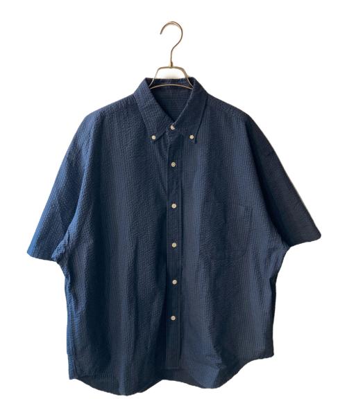 koti BEAUTY&YOUTH（コティ ビューティーアンドユース）koti BEAUTY&YOUTH (コティ ビューティーアンドユース) シアサッカーシャツ ネイビー サイズ:Lの古着・服飾アイテム