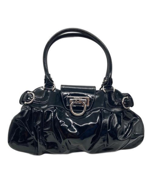 Salvatore Ferragamo（サルヴァトーレ フェラガモ）Salvatore Ferragamo (サルヴァトーレ フェラガモ) ガンチーニパテントハンドバッグ ブラックの古着・服飾アイテム