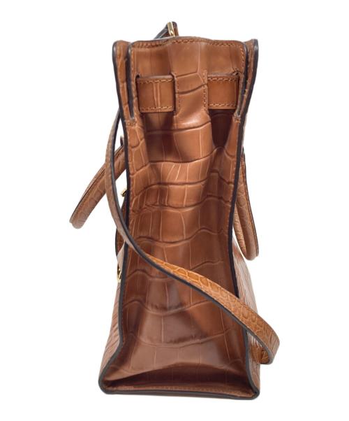 MICHAEL KORS（マイケル・コース）MICHAEL KORS (マイケルコース) クロコ型押し レザーショルダーバッグ ブラウンの古着・服飾アイテム