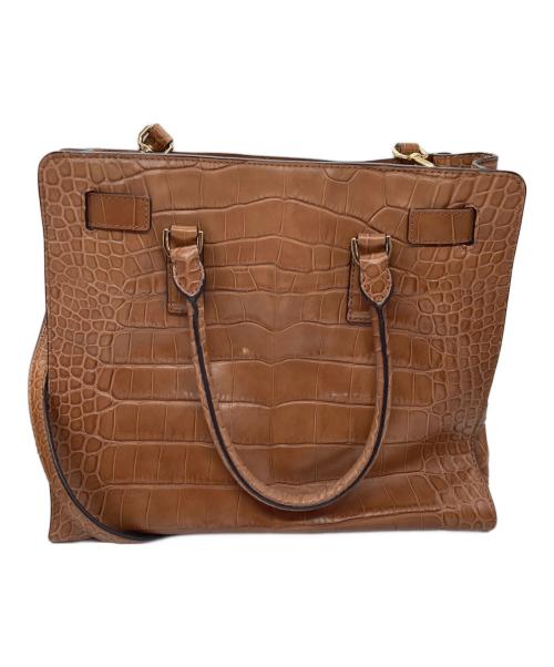 MICHAEL KORS（マイケル・コース）MICHAEL KORS (マイケルコース) クロコ型押し レザーショルダーバッグ ブラウンの古着・服飾アイテム