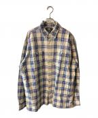 RRLダブルアールエル）の古着「チェックシャツ」｜ベージュ×ネイビー