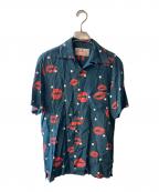 Aloha Blossomアロハブロッサム）の古着「キスマークアロハシャツ」｜ネイビー