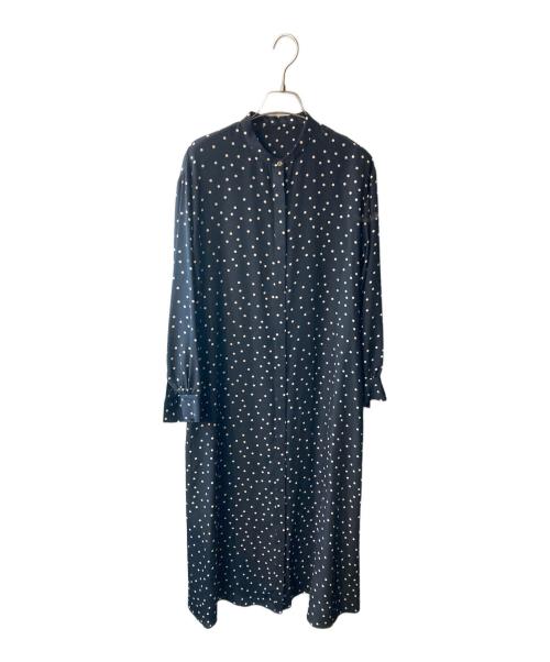 DRESSTERIOR（ドレステリア）DRESSTERIOR (ドレステリア) ドットスタンドカラーシャツワンピース ネイビー サイズ:Mの古着・服飾アイテム