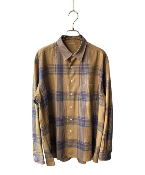 AURALEE（オーラリー）AURALEE (オーラリー) SUPER LIGHT WOOL CHECK SHIRTS ブラウン サイズ:4の古着・服飾アイテム
