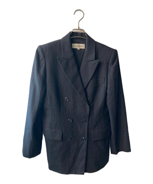 Yves Saint Laurent（イヴサンローラン）Yves Saint Laurent (イヴサンローラン) ダブルジャケット ネイビー サイズ:38の古着・服飾アイテム