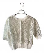 IENAイエナ）の古着「フラワーレースハーフスリーブニット カーディガン」｜ホワイト