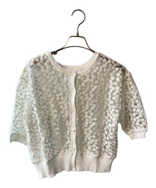 IENA（イエナ）IENA (イエナ) フラワーレースハーフスリーブニット カーディガン ホワイト サイズ:free 未使用品の古着・服飾アイテム
