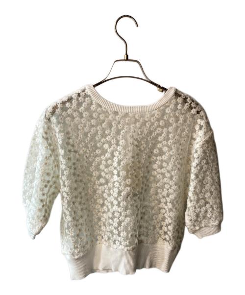 IENA（イエナ）IENA (イエナ) フラワーレースハーフスリーブニット カーディガン ホワイト サイズ:free 未使用品の古着・服飾アイテム