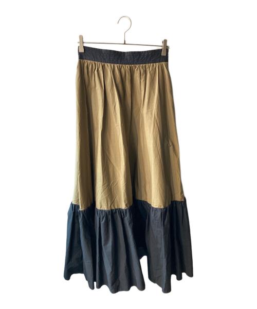 IENA（イエナ）IENA (イエナ) バイカラーギャザー切り替えスカート ブラウン×ブラック サイズ:38の古着・服飾アイテム