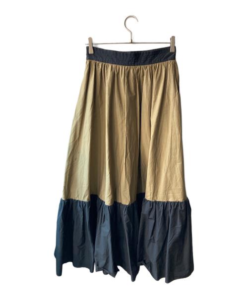 IENA（イエナ）IENA (イエナ) バイカラーギャザー切り替えスカート ブラウン×ブラック サイズ:38の古着・服飾アイテム