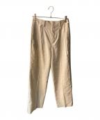IENAイエナ）の古着「ハイウエストワイドストレートトラウザーズ」｜ベージュ