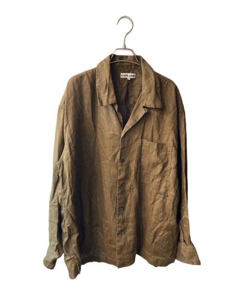 CAHLUMN（カウラム）CAHLUMN (カウラム) ベルギーリネンオープンカラーシャツ ブラウン サイズ:Mの古着・服飾アイテム