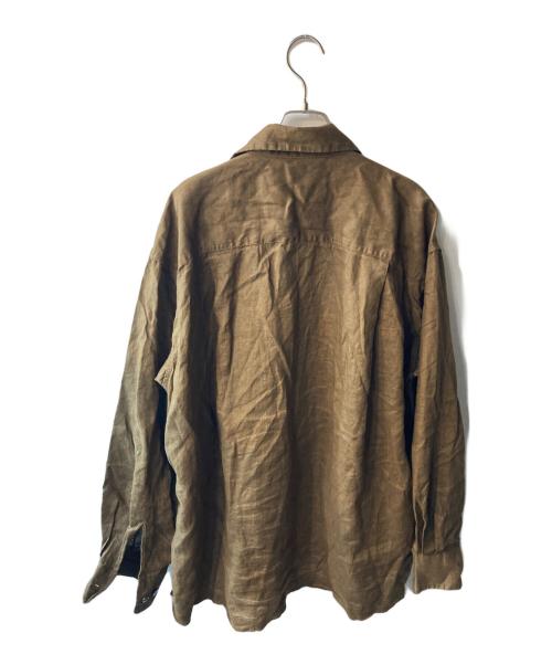 CAHLUMN（カウラム）CAHLUMN (カウラム) ベルギーリネンオープンカラーシャツ ブラウン サイズ:Mの古着・服飾アイテム