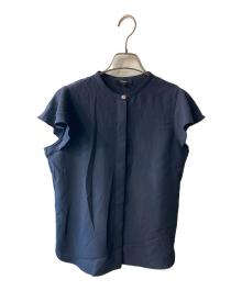 theory（セオリー）の古着「ラッフルスリーブブラウス」｜ネイビー